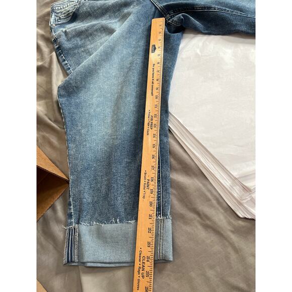 Democracy AB NEW jeans cropped cuffed elastic waist high-rise blue stretchy - Picture 5 of 8